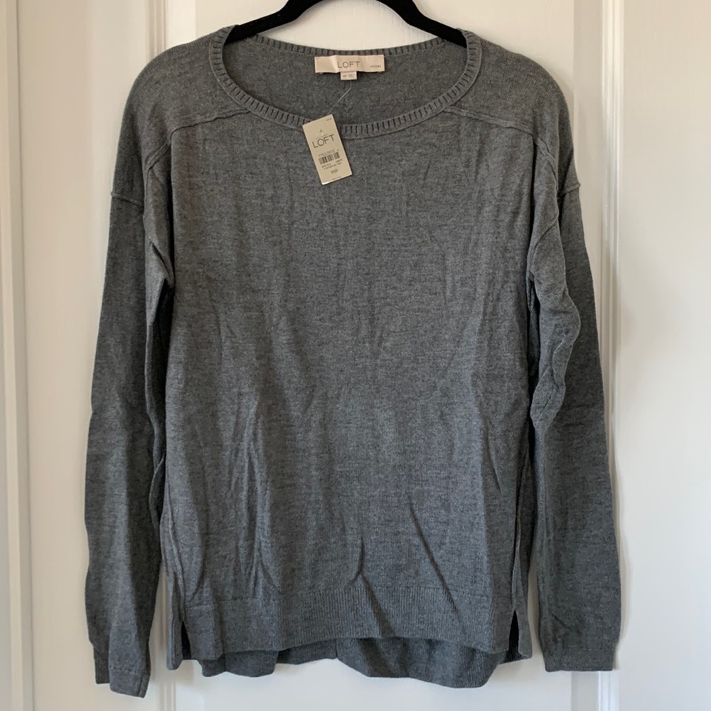 NWT LOFT Drop Shoulder High-Low Knit Sweater